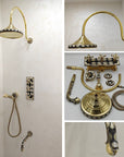 Unlacquered Brass ShowerHead, HandHeld Sprayer and Tub Faucet Set