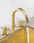 Unlacquered brass Handcrafted Brass Faucet , widespread Bathroom faucet