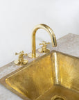 Unlacquered brass Handcrafted Brass Faucet , widespread Bathroom faucet