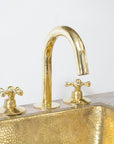 Unlacquered brass Handcrafted Brass Faucet , widespread Bathroom faucet