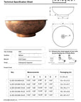 Copper Bathroom Vessel Sink, Bowl Vanity Sink, Hand Engraved & Hammered