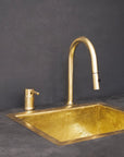 Deck Mounted Unlacquered Brass Single Handle Pull-Down Kitchen Faucet