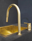 Deck Mounted Unlacquered Brass Single Handle Pull-Down Kitchen Faucet