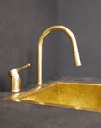 Deck Mounted Unlacquered Brass Single Handle Pull-Down Kitchen Faucet