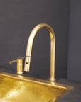 Deck Mounted Unlacquered Brass Single Handle Pull-Down Kitchen Faucet