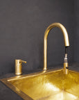 Deck Mounted Unlacquered Brass Single Handle Pull-Down Kitchen Faucet