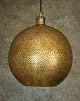 Hammered Brass Ball Pendant Light, Dome Ceiling Light