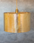 Hammered Brass Cylinder Pendant Light, Unlacquered Brass Pendant Light