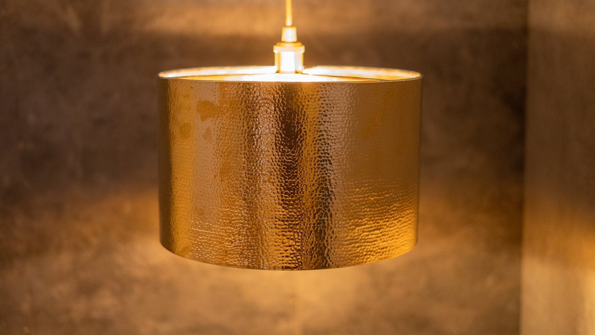 Hammered Brass Cylinder Pendant Light, Unlacquered Brass Pendant Light