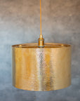 Hammered Brass Cylinder Pendant Light, Unlacquered Brass Pendant Light