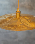 Hammered Brass Flat Disc Pendant Light, Brass Plate Lampshade, Flat Circle Shade