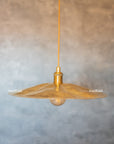 Hammered Brass Flat Disc Pendant Light, Brass Plate Lampshade, Flat Circle Shade