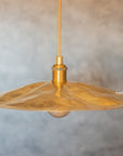 Hammered Brass Flat Disc Pendant Light, Brass Plate Lampshade, Flat Circle Shade