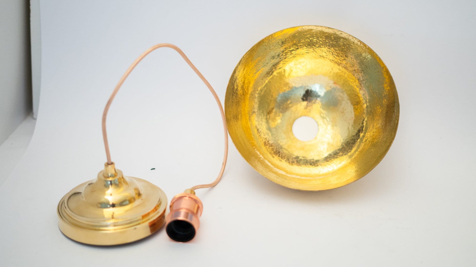 Hammered Brass Pendant Light, Unlacquered Brass Dome Lampshade, Kitchen Island Light