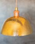 Hammered Brass Pendant Light, Unlacquered Brass Dome Lampshade, Kitchen Island Light