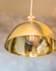 Hammered Brass Pendant Light, Unlacquered Brass Dome Lampshade, Kitchen Island Light