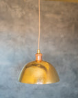 Hammered Brass Pendant Light, Unlacquered Brass Dome Lampshade, Kitchen Island Light