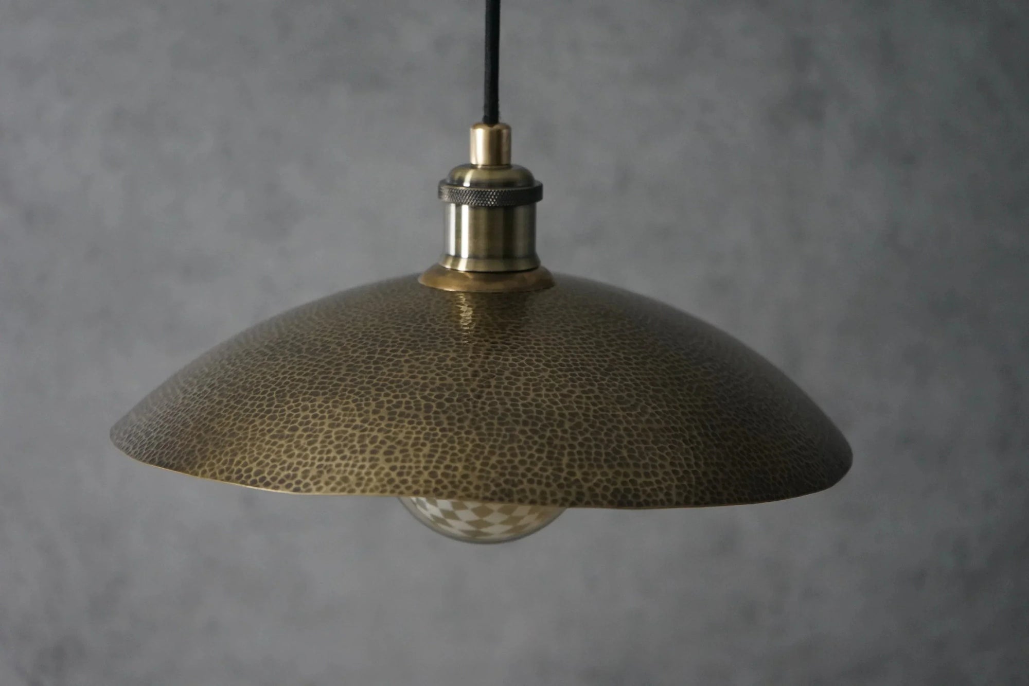 Hammered Bronze Finish Bowl Plate Pendant Light, Solid Brass Ceiling Light