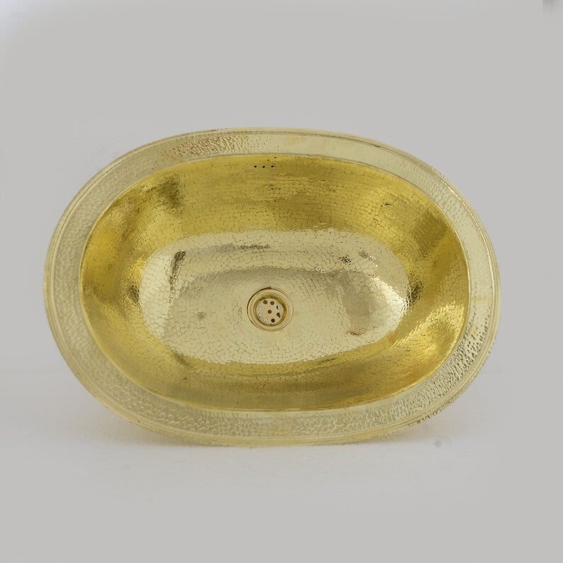 Hammered Oval Brass Sink, Drop-in Brass Bathroom Sink, Antique Brass Sink, Bathroom Brass sink, Aged Brass Sink