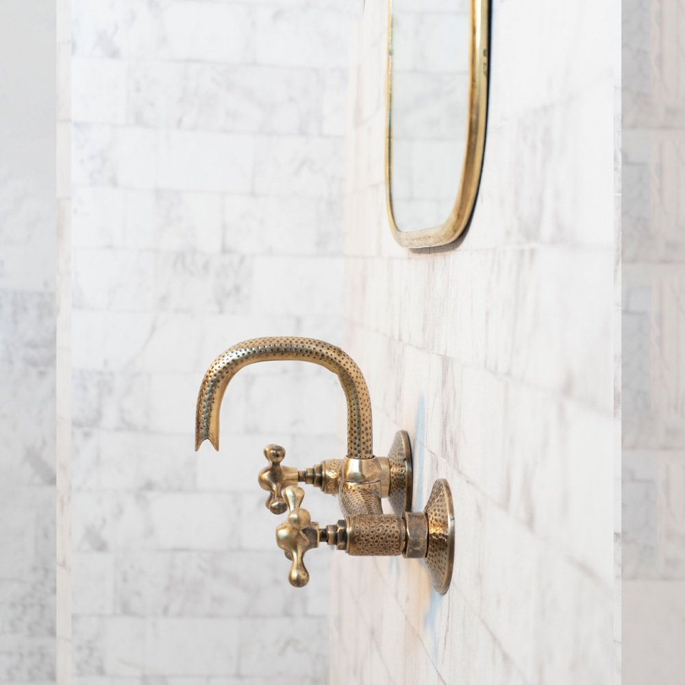 Hammered Wall Mount Oil Rubbed Brass Bath Faucet