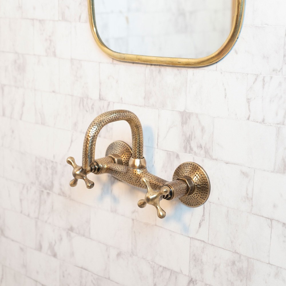 Hammered Wall Mount Oil Rubbed Brass Bath Faucet