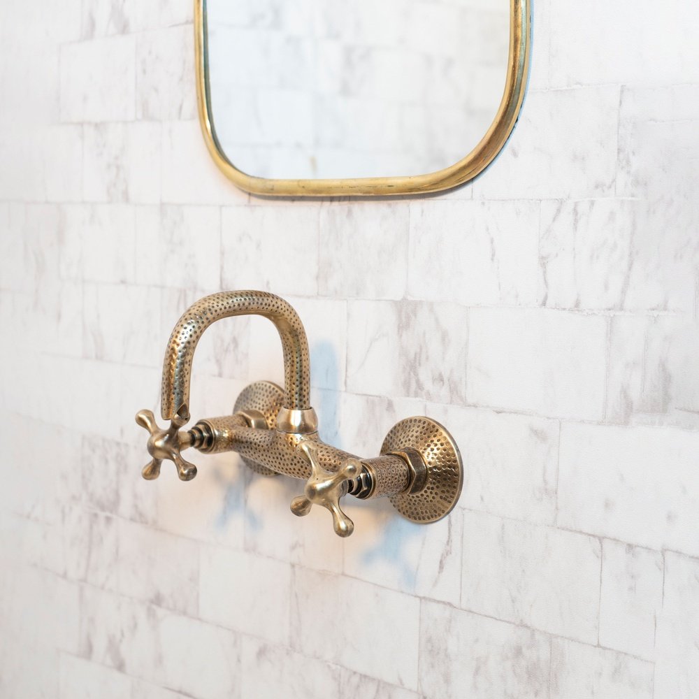 Hammered Wall Mount Oil Rubbed Brass Bath Faucet