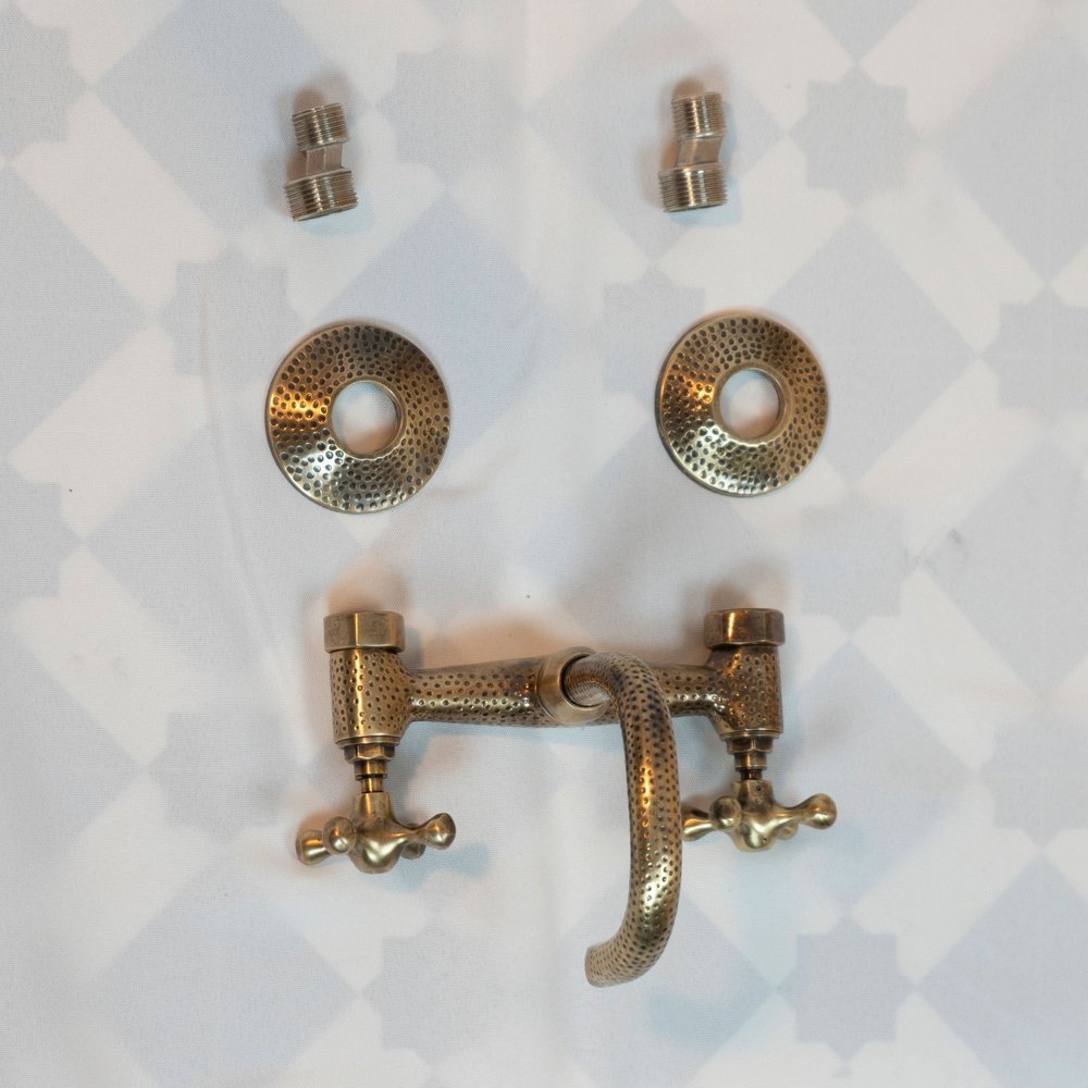 Hammered Wall Mount Oil Rubbed Brass Bath Faucet