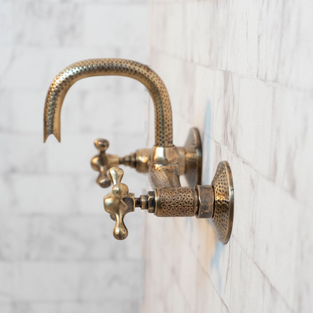 Hammered Wall Mount Oil Rubbed Brass Bath Faucet