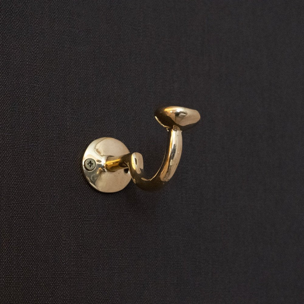 Handcrafted Unlacquered Brass Hooks For Wall