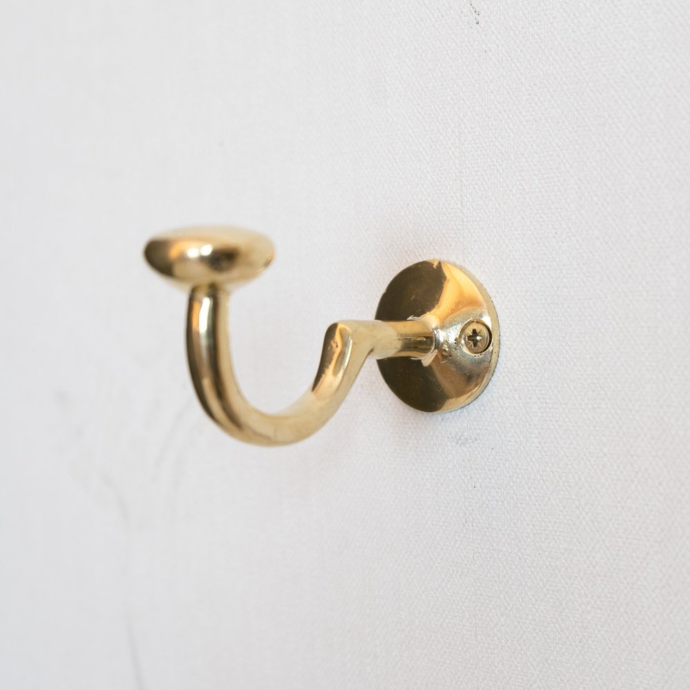 Handcrafted Unlacquered Brass Hooks For Wall