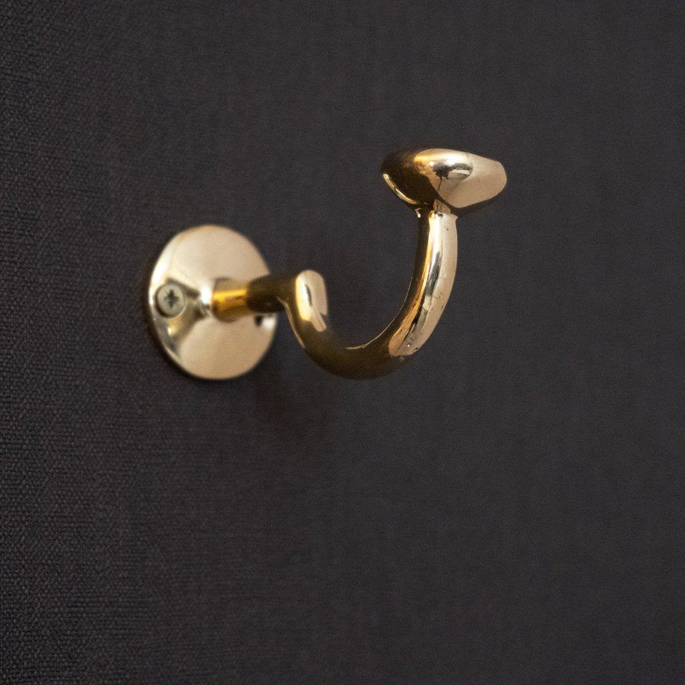 Handcrafted Unlacquered Brass Hooks For Wall