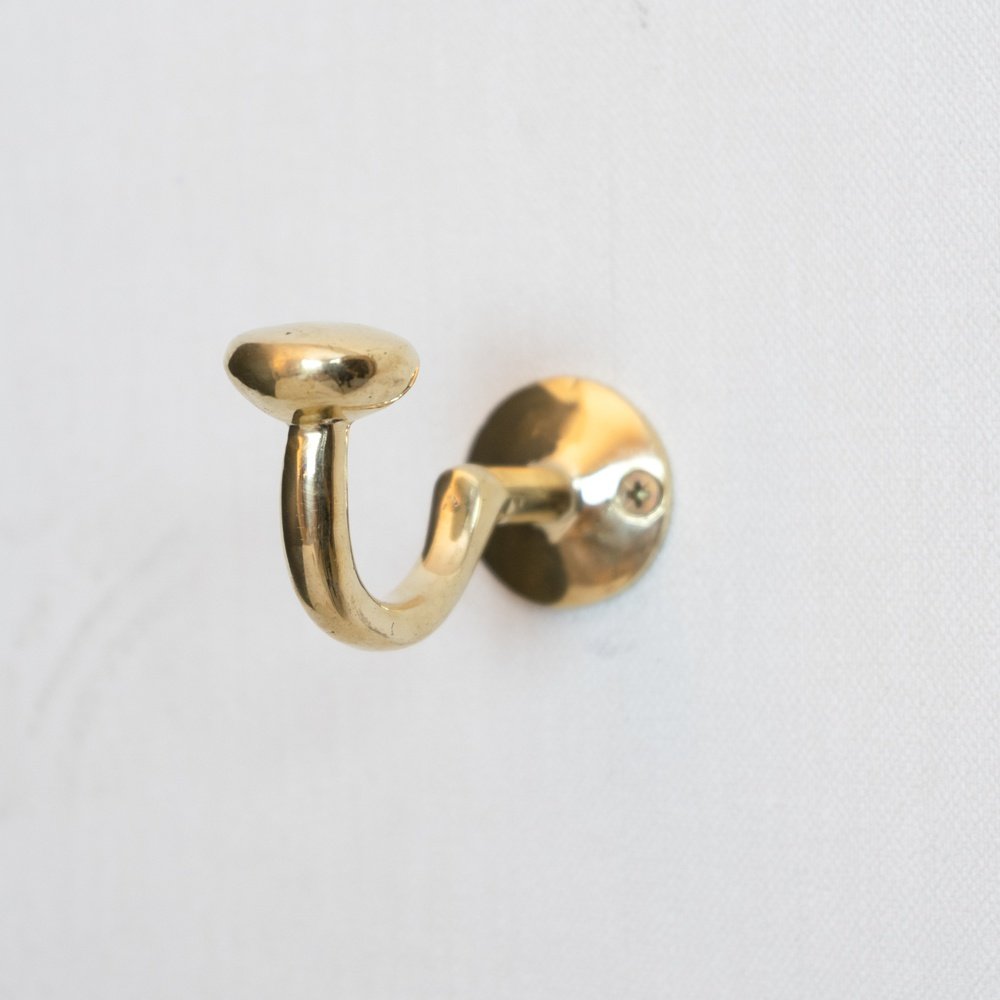 Handcrafted Unlacquered Brass Hooks For Wall