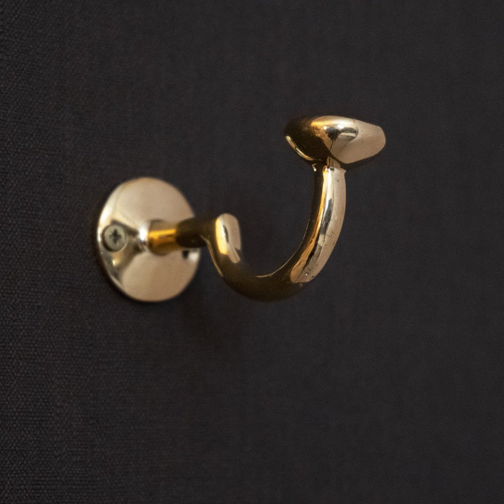 Handcrafted Unlacquered Brass Hooks For Wall