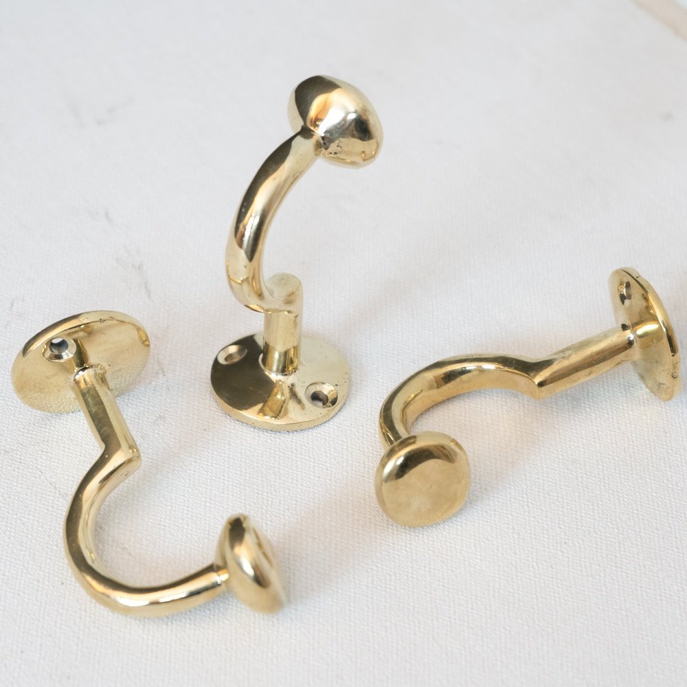 Handcrafted Unlacquered Brass Hooks For Wall