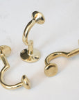 Handcrafted Unlacquered Brass Hooks For Wall