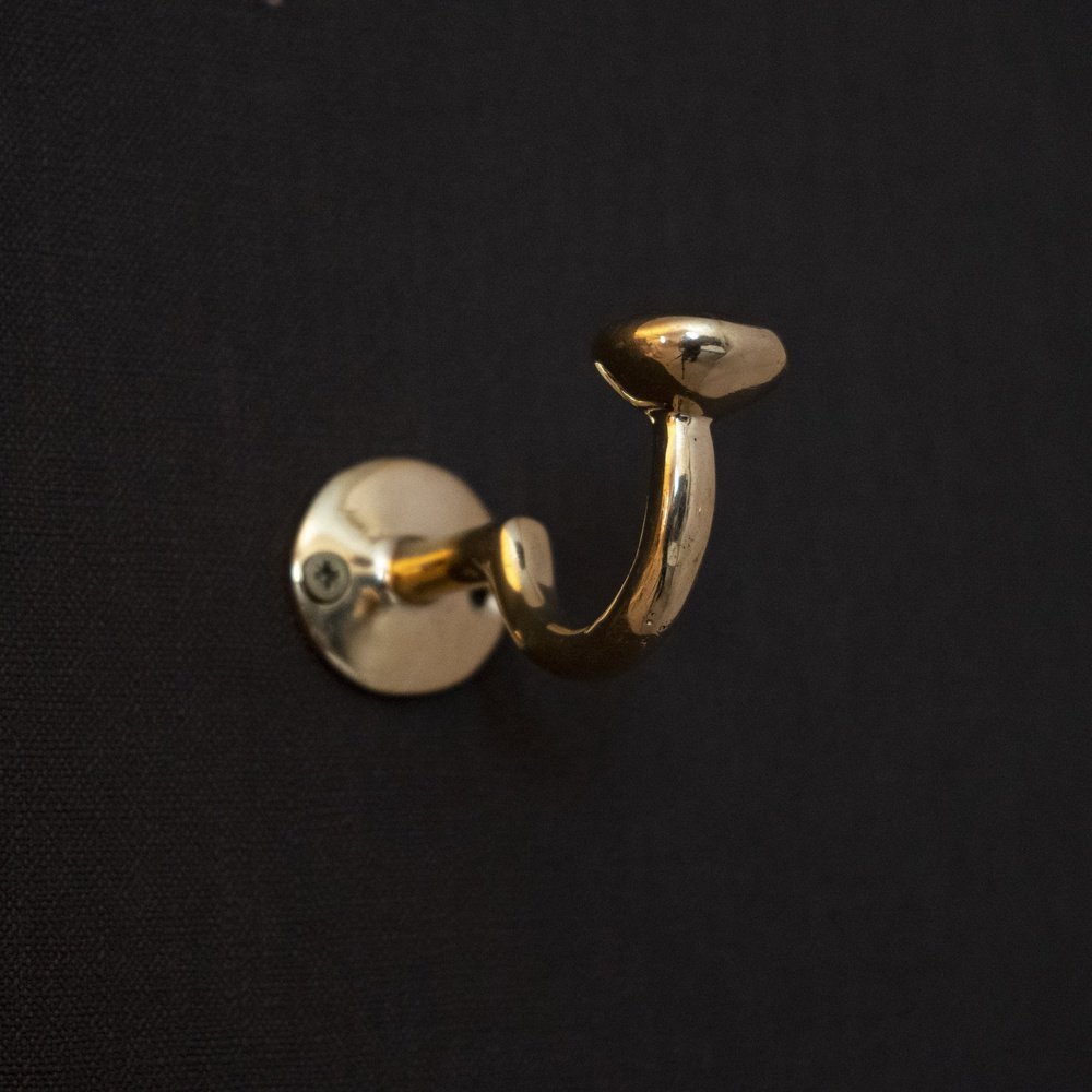 Handcrafted Unlacquered Brass Hooks For Wall