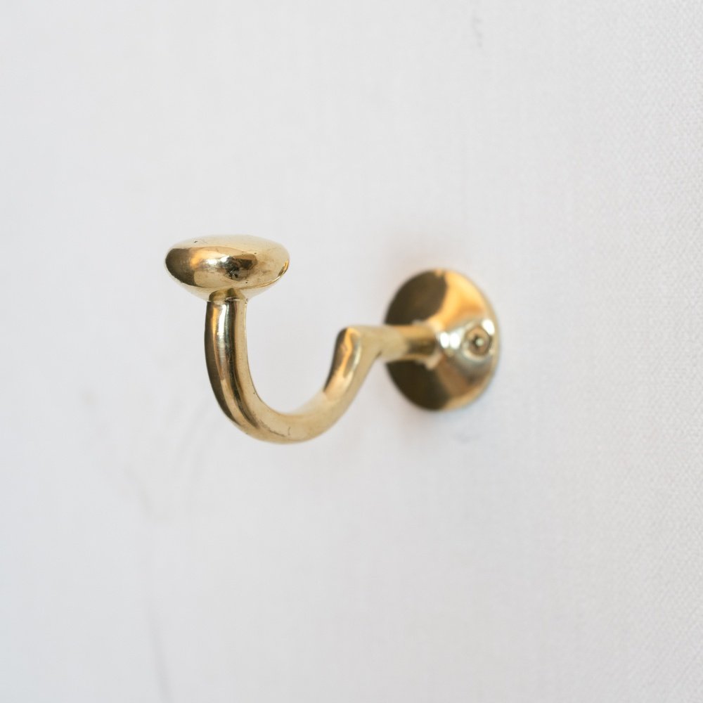 Handcrafted Unlacquered Brass Hooks For Wall