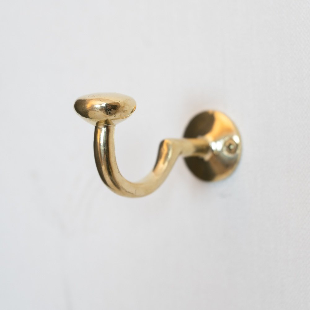 Handcrafted Unlacquered Brass Hooks For Wall