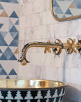 Handcrafted Wood & Brass Wall Mounted faucet