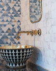 Handcrafted Wood & Brass Wall Mounted faucet