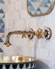 Handcrafted Wood & Brass Wall Mounted faucet