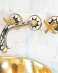 Handcrafted Wood & Brass Wall Mounted faucet