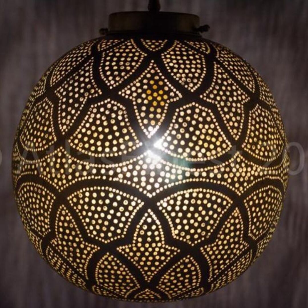 Hanging Pendant Ball Light Brass Shade Ceiling Lantern