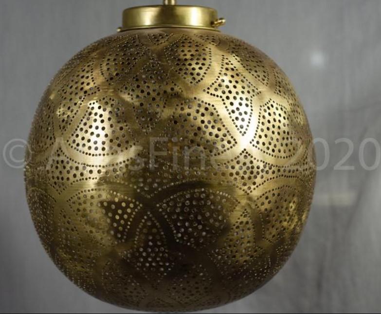 Hanging Pendant Ball Light Brass Shade Ceiling Lantern