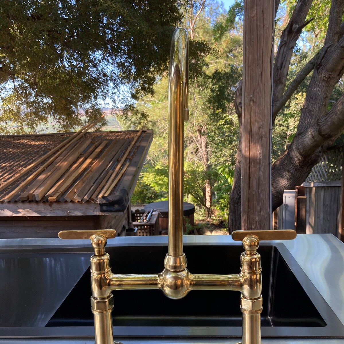 Unlacquered Brass Kitchen Faucet Combo