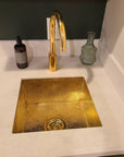 Solid Unlacquered Brass Undermount Hammered Sink, Island Sink, Outdoor Sink