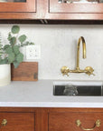 Unlacquered Brass Wall Mount Kitchen Faucet