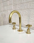 Unlacquered Brass Bathroom Faucet - Butterfly Handles