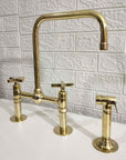 Unlacquered Brass Bridge Kitchen Faucet