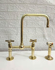 Unlacquered Brass Bridge Kitchen Faucet